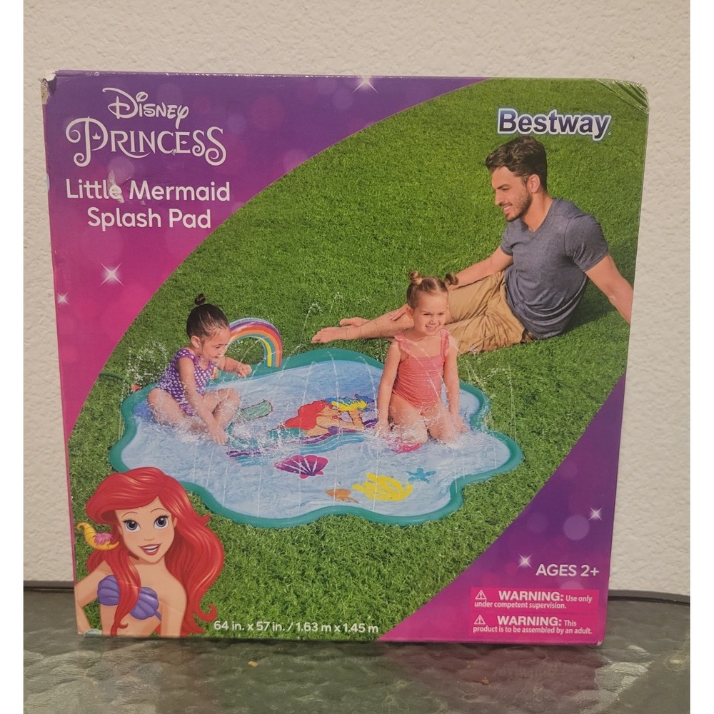 Disney‎ Princess Little Mermaid Splash Pad Bestway Ariel Sprinkler Mat 64x57 New